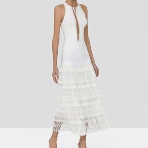 NWT ALEXIS Helis Lace Ruffled Midi Skirt in size XS.